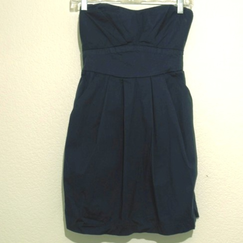 Trixxi Navy Blue Strapless Casual Dress